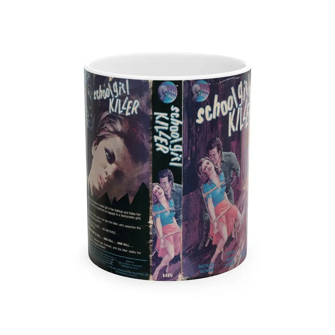 SCHOOL GIRL KILLER (VHS COVER) - White Coffee Mug 11oz - Go Mug Yourself