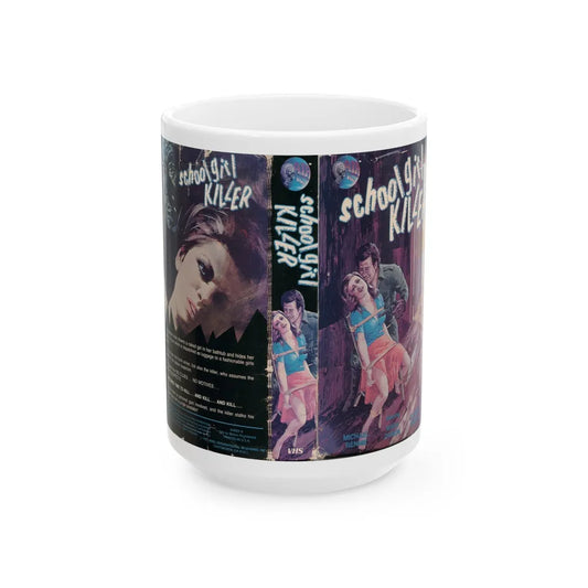 SCHOOL GIRL KILLER (VHS COVER) - White Coffee Mug-15oz-Go Mug Yourself