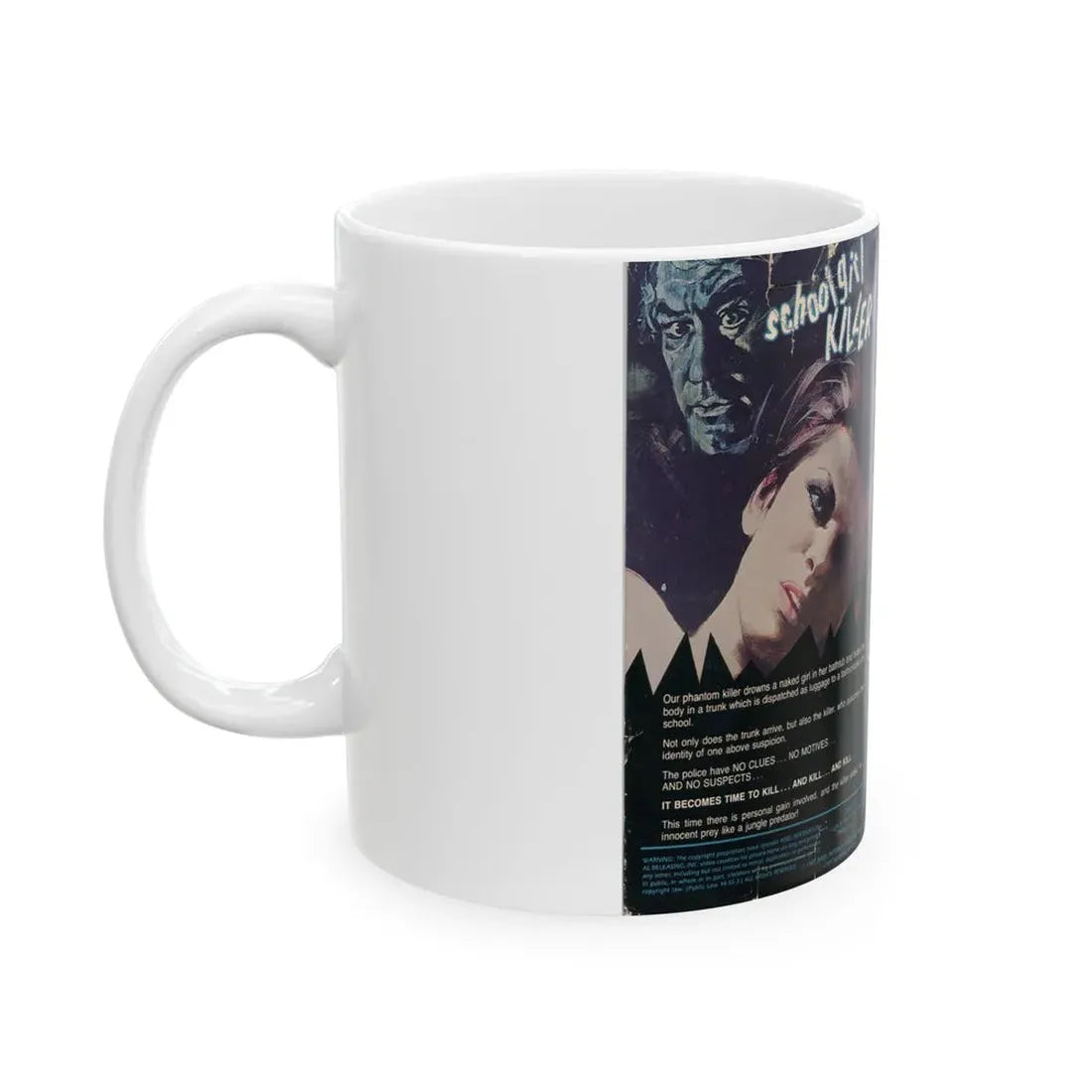 SCHOOL GIRL KILLER (VHS COVER) - White Coffee Mug - Go Mug Yourself