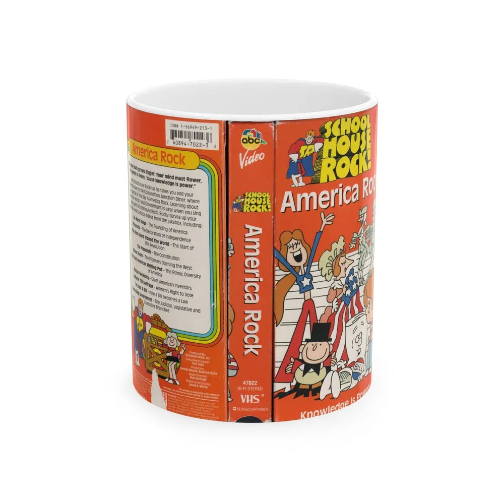 SCHOOL HOUSE ROCK AMERICA ROCK (VHS COVER) - White Coffee Mug-11oz-Go Mug Yourself