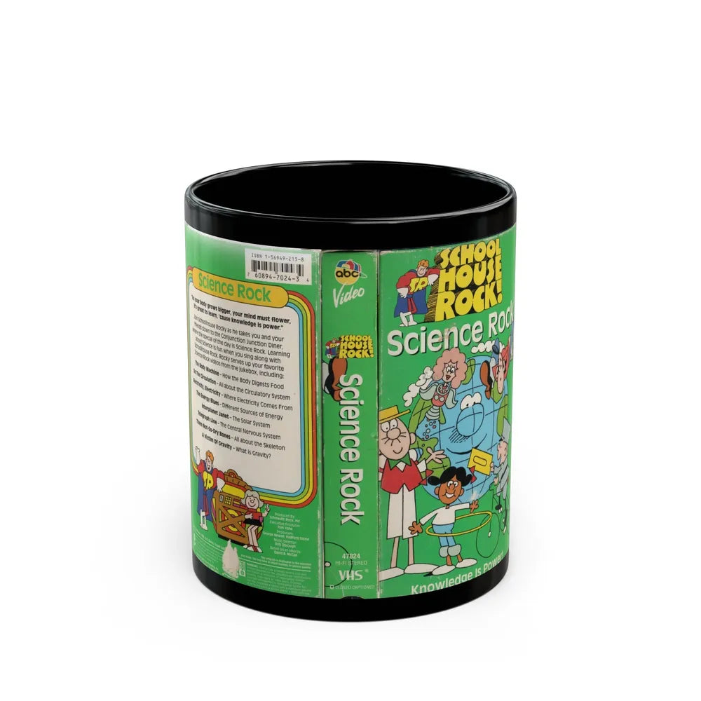 SCHOOL HOUSE ROCK SCIENCE ROCK (VHS COVER) - Black Coffee Mug-11oz-Go Mug Yourself