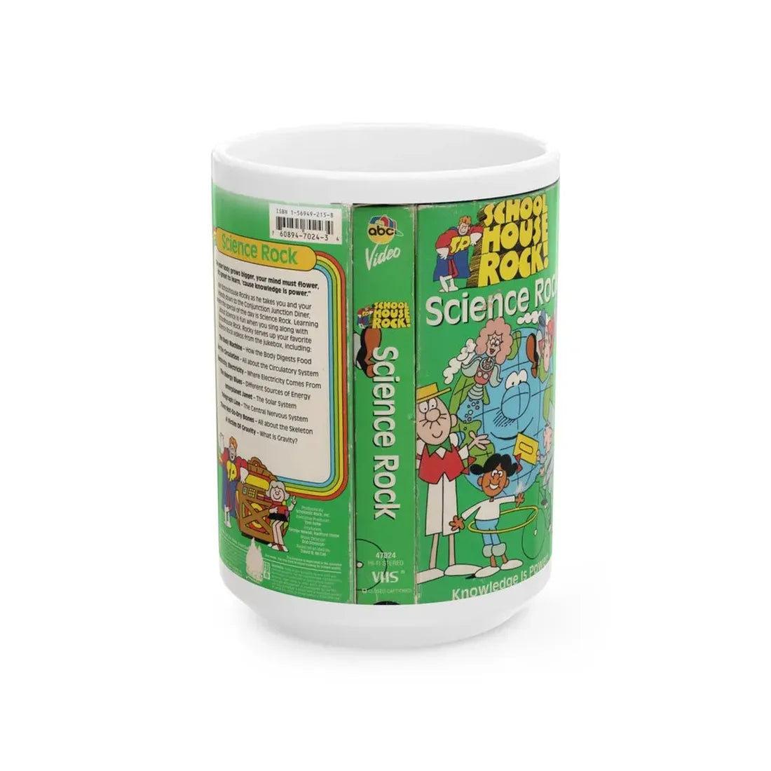 SCHOOL HOUSE ROCK SCIENCE ROCK (VHS COVER) - White Coffee Mug 15oz - Go Mug Yourself