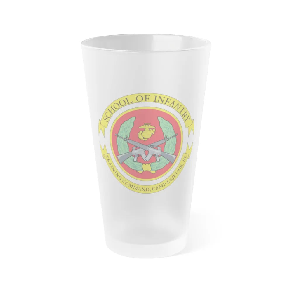 School Of Infantry Training Command Camp Lejeune NC (USMC) Frosted Pint Glass 16oz-Go Mug Yourself