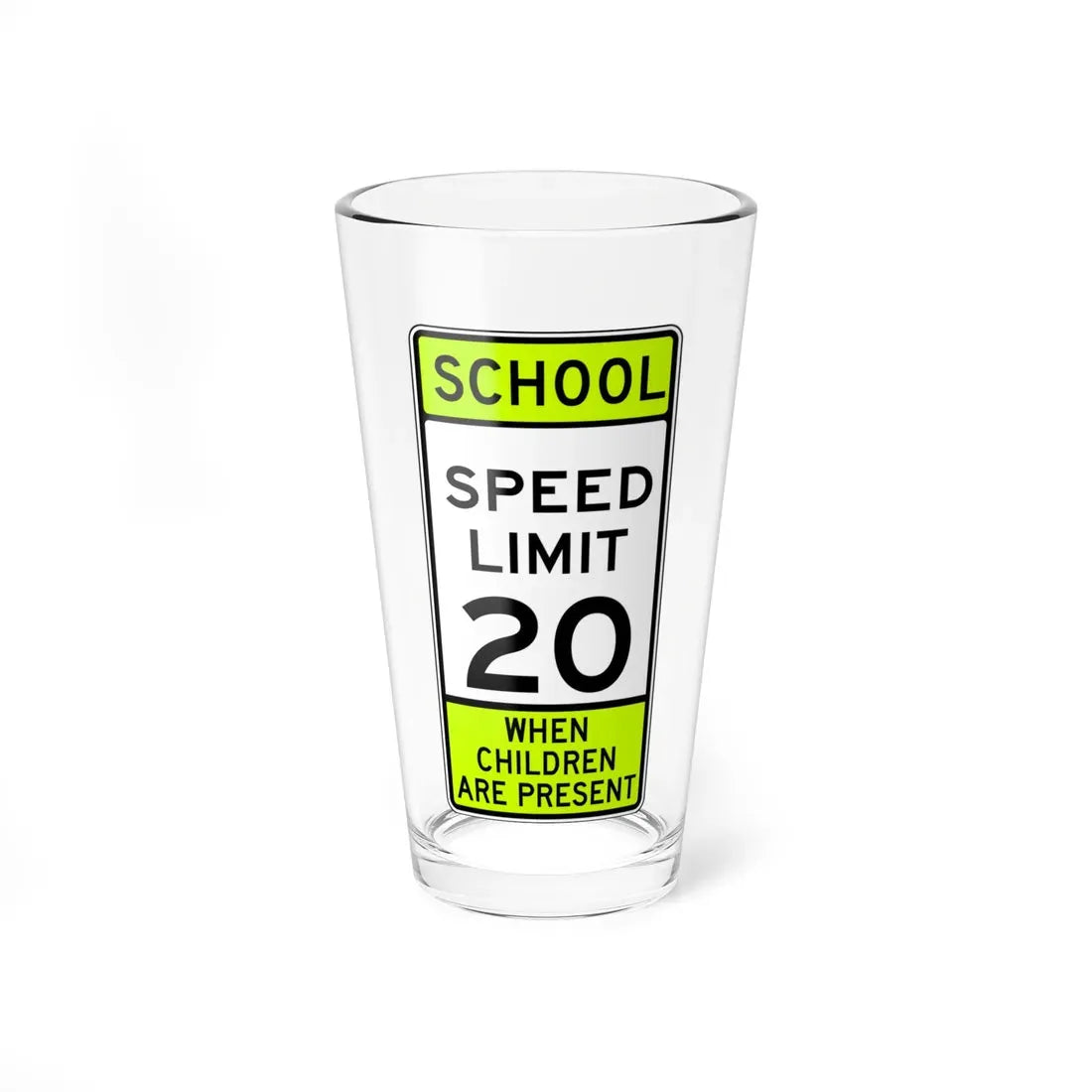 SCHOOL SPEED LIMIT CHILDREN ARE PRESENT Delaware S5-1-DE (Delaware) (Road Sign) Pint Glass 16oz 16oz - Go Mug Yourself