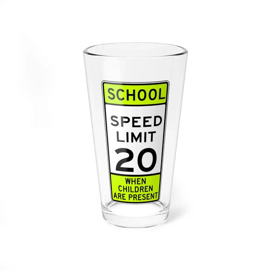 SCHOOL SPEED LIMIT CHILDREN ARE PRESENT Delaware S5-1-DE (Delaware) (Road Sign) Pint Glass 16oz 16oz - Go Mug Yourself