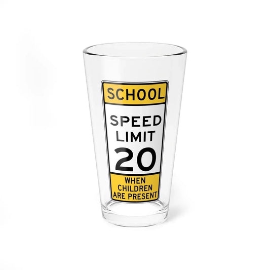 SCHOOL SPEED LIMIT CHILDREN ARE PRESENT Delaware S5-1-DE old (Delaware) (Road Sign) Pint Glass 16oz 16oz - Go Mug Yourself