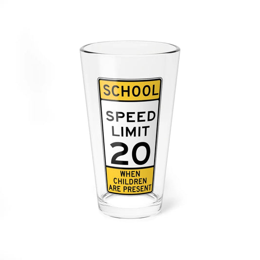SCHOOL SPEED LIMIT CHILDREN ARE PRESENT Delaware S5-1-DE old (Delaware) (Road Sign) Pint Glss 16oz 16oz - Go Mug Yourself