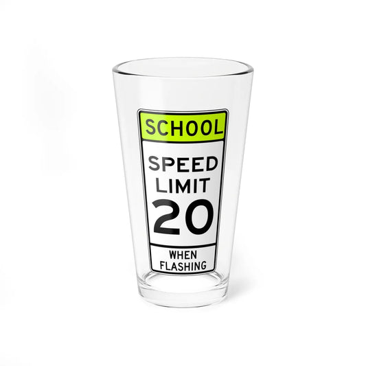 SCHOOL SPEED LIMIT FLASHING Delaware S5-3-DE (Delaware) (Road Sign) Pint Glss 16oz 16oz - Go Mug Yourself