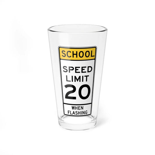 SCHOOL SPEED LIMIT FLASHING Delaware S5-3-DE old (Delaware) (Road Sign) Pint Glss 16oz 16oz - Go Mug Yourself