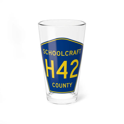 Schoolcraft County H-42 (Michigan) (Road Sign) Pint Glass 16oz - Go Mug Yourself