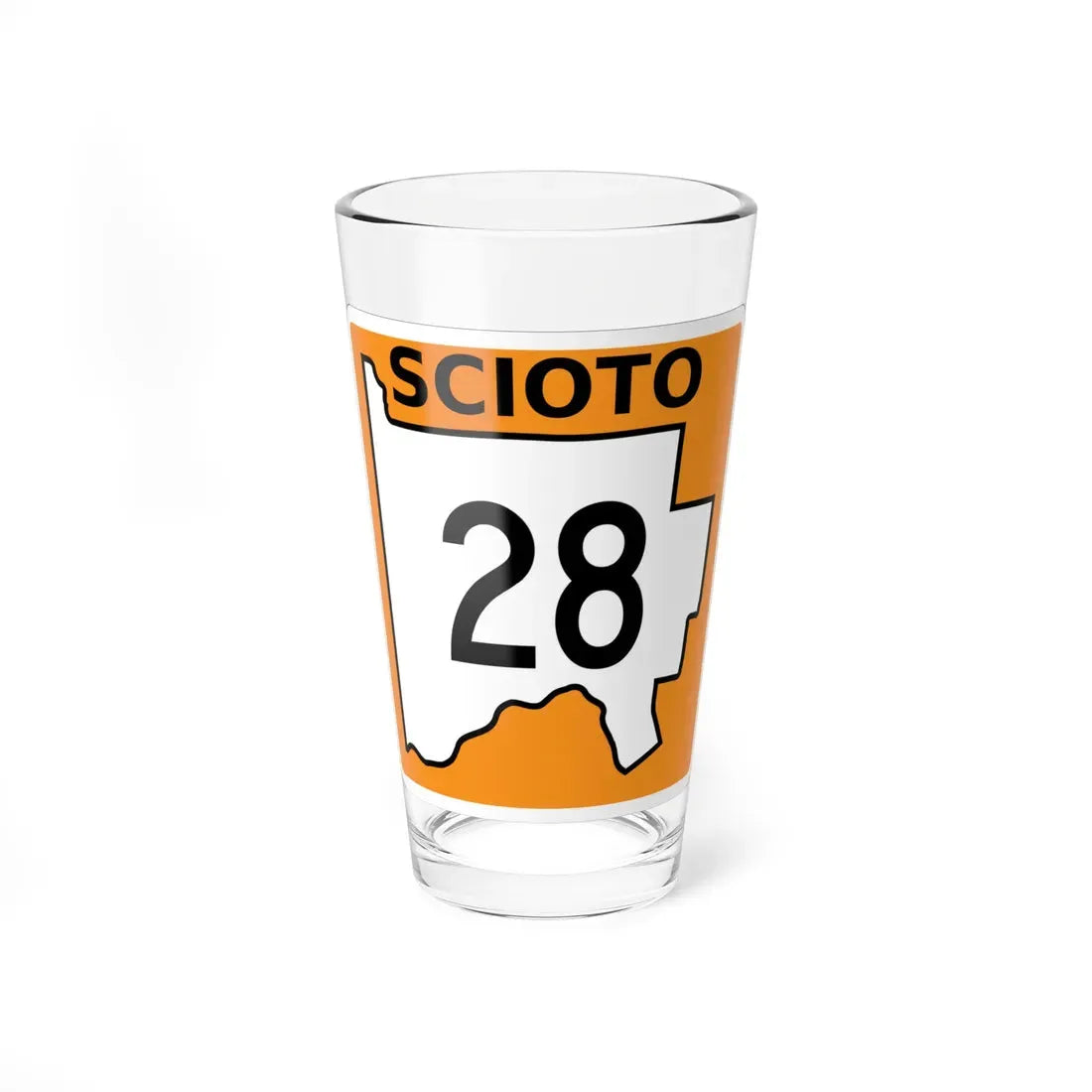 Scioto County Route 28 OH (Ohio) (Road Sign) Pint Glass 16oz 16oz - Go Mug Yourself