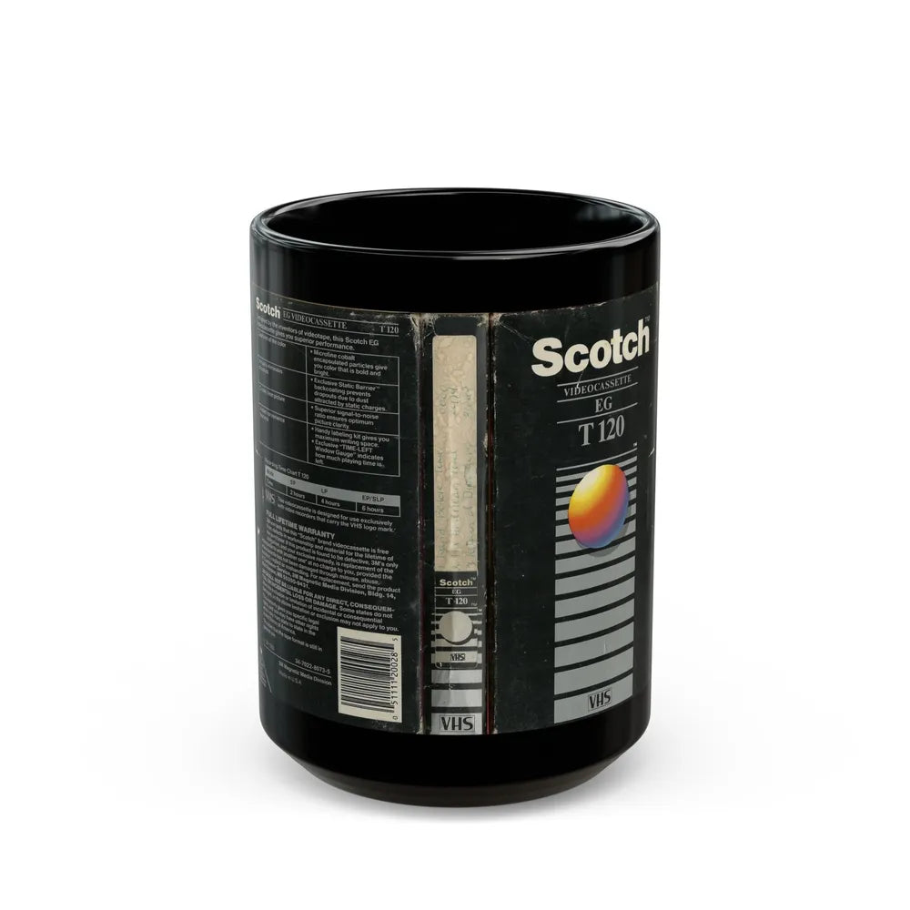 SCOTCH VIDEOCASSETTE EG T120 (VHS COVER) - Black Coffee Mug-15oz-Go Mug Yourself