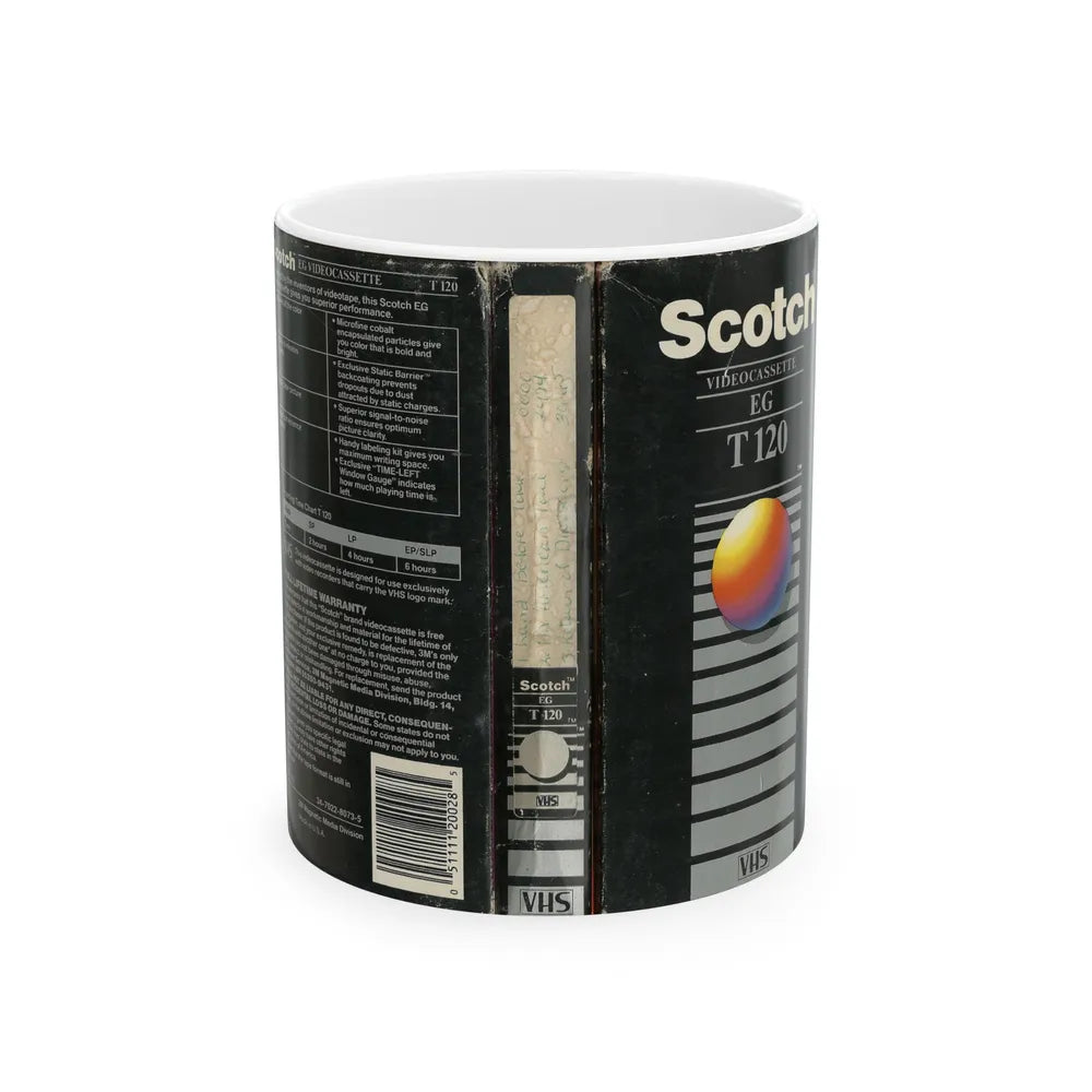 SCOTCH VIDEOCASSETTE EG T120 (VHS COVER) - White Coffee Mug-11oz-Go Mug Yourself