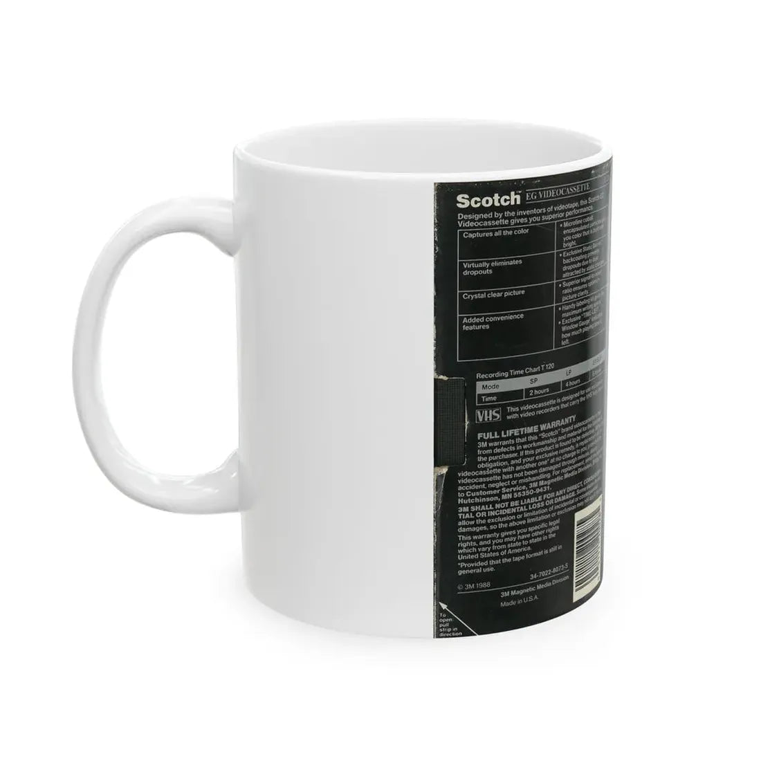 SCOTCH VIDEOCASSETTE EG T120 (VHS COVER) - White Coffee Mug - Go Mug Yourself