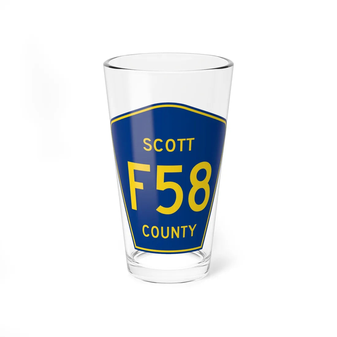 Scott County Route F58 IA (Iowa) (Road Sign) Pint Glss 16oz 16oz - Go Mug Yourself