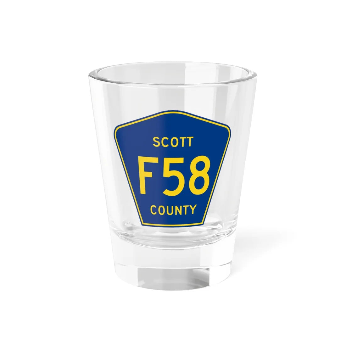 Scott County Route F58 IA (Iowa) (Road Sign) Shot Glass 1.5oz 1.5oz - Go Mug Yourself