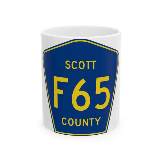 Scott County Route F65 IA (Iowa) (Road Sign) White Coffee Mug 11oz - Go Mug Yourself