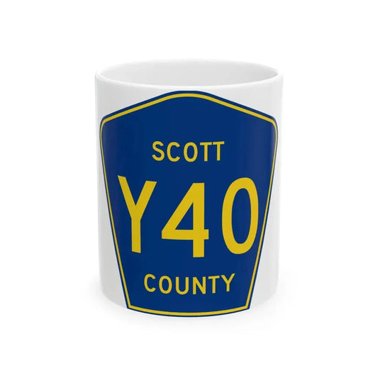 Scott County Route Y40 IA (Iowa) (Road Sign) White Coffee Mug 11oz - Go Mug Yourself