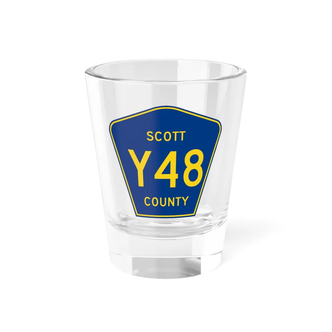 Scott County Route Y48 IA (Iowa) (Road Sign) Shot Glass 1.5oz 1.5oz - Go Mug Yourself