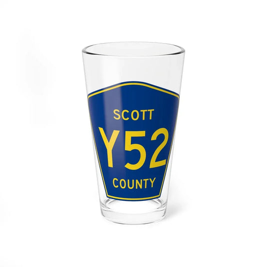 Scott County Route Y52 IA (Iowa) (Road Sign) Pint Glass 16oz 16oz - Go Mug Yourself