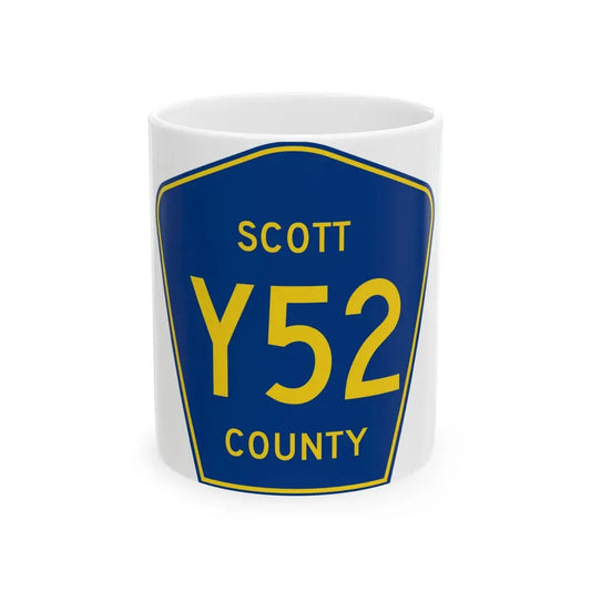 Scott County Route Y52 IA (Iowa) (Road Sign) White Coffee Mug 11oz - Go Mug Yourself