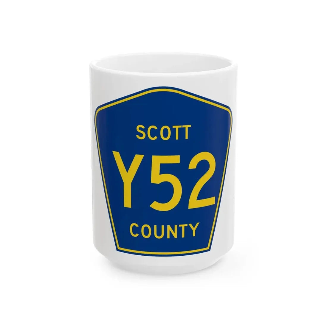 Scott County Route Y52 IA (Iowa) (Road Sign) White Coffee Mug 15oz - Go Mug Yourself
