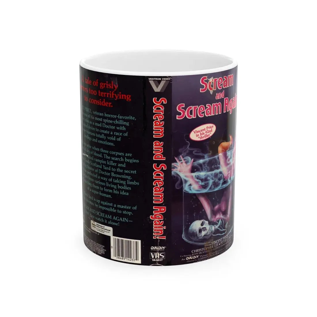 SCREAM AND SCREAM AGAIN (VHS COVER) - White Coffee Mug 11oz - Go Mug Yourself