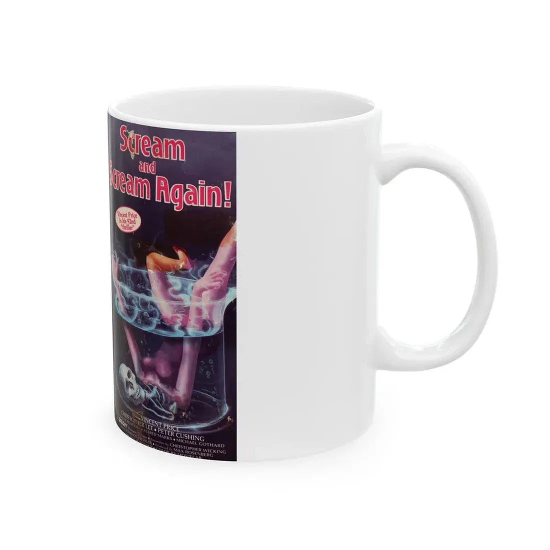 SCREAM AND SCREAM AGAIN (VHS COVER) - White Coffee Mug - Go Mug Yourself