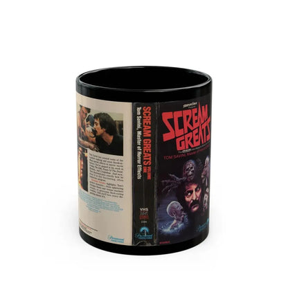 SCREAM GREATS THE FANGORIA VIDEO MAGAZINE VOLUME ONE TOM SAVINI STARLOG VIDEO (VHS COVER) - Black Coffee Mug 11oz - Go Mug Yourself