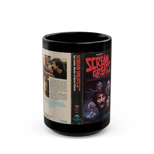 SCREAM GREATS THE FANGORIA VIDEO MAGAZINE VOLUME ONE TOM SAVINI STARLOG VIDEO (VHS COVER) - Black Coffee Mug-15oz-Go Mug Yourself