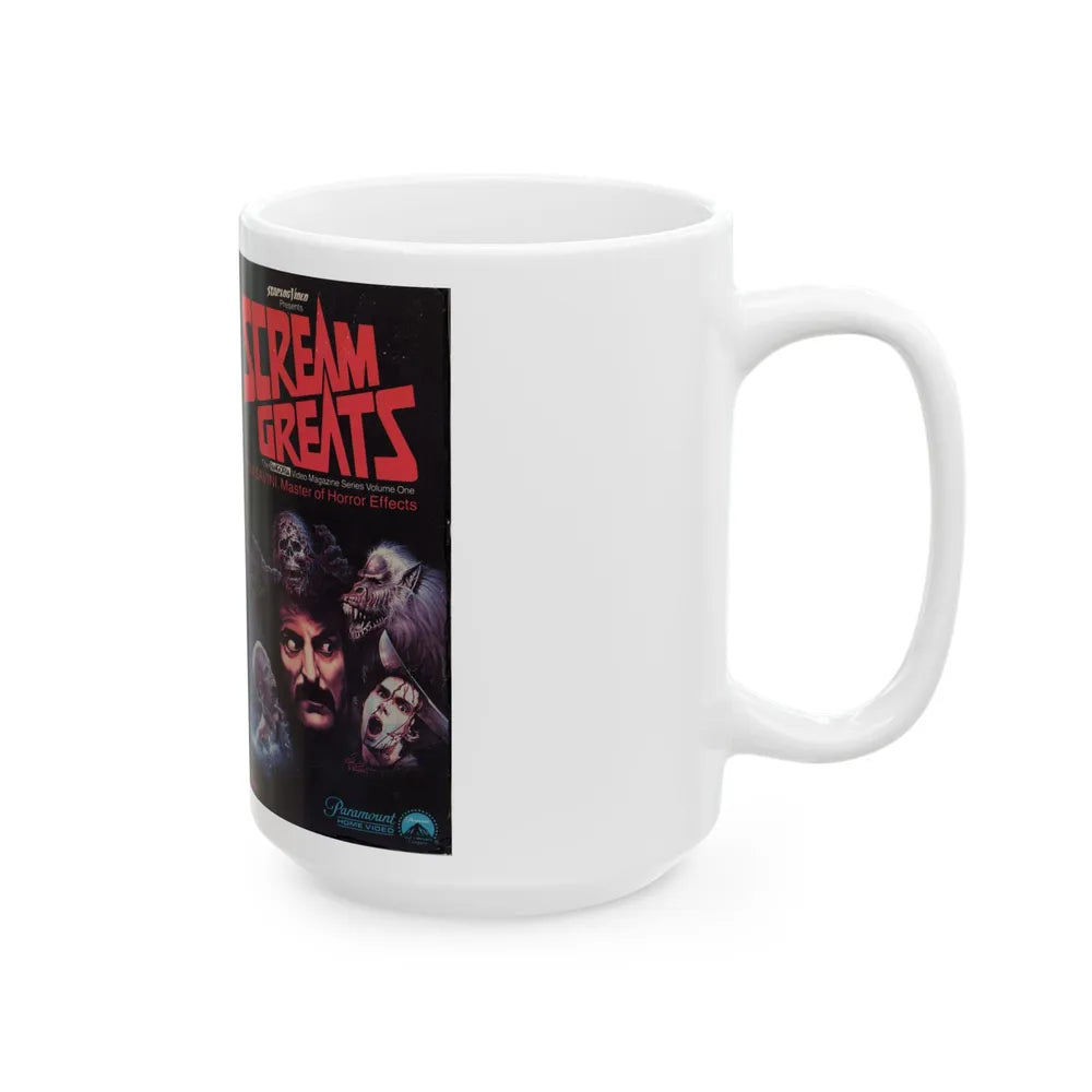 SCREAM GREATS THE FANGORIA VIDEO MAGAZINE VOLUME ONE TOM SAVINI STARLOG VIDEO (VHS COVER) - White Coffee Mug-Go Mug Yourself