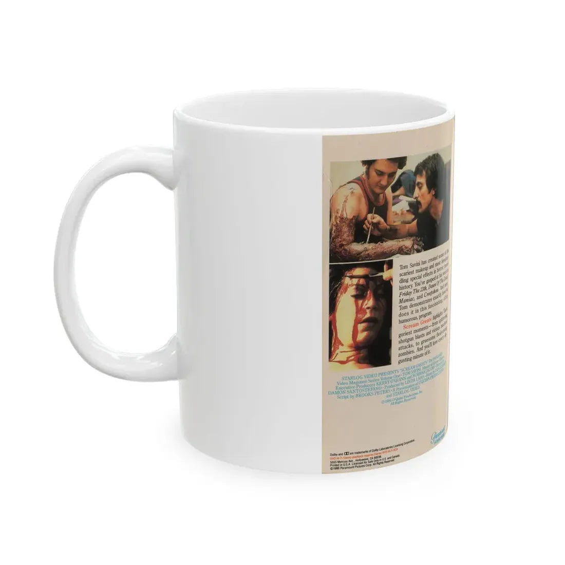 SCREAM GREATS THE FANGORIA VIDEO MAGAZINE VOLUME ONE TOM SAVINI STARLOG VIDEO (VHS COVER) - White Coffee Mug - Go Mug Yourself