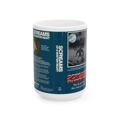 SCREAMS OF A WINTER NIGHT (VHS COVER) - White Coffee Mug 15oz - Go Mug Yourself