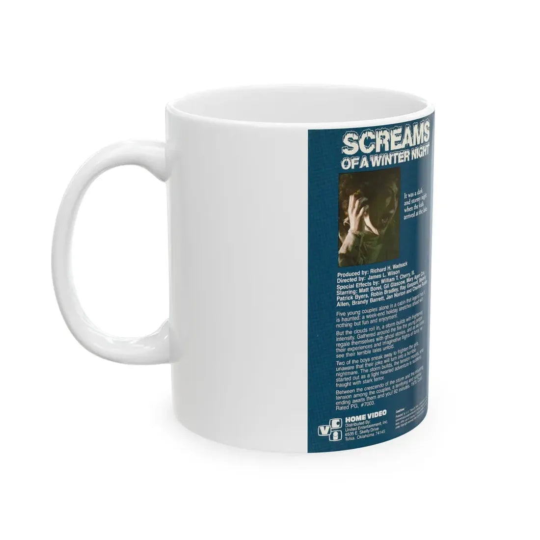 SCREAMS OF A WINTER NIGHT (VHS COVER) - White Coffee Mug - Go Mug Yourself
