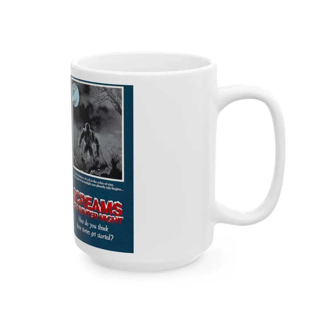 SCREAMS OF A WINTER NIGHT (VHS COVER) - White Coffee Mug - Go Mug Yourself