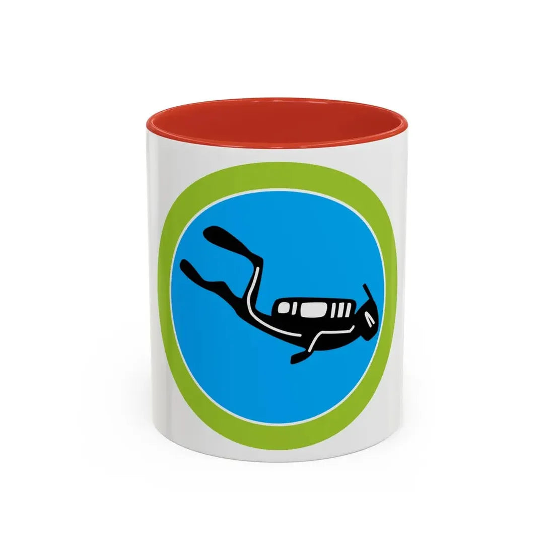 Scuba Diving (Boy Scout Merit Badge) Accent Coffee Mug 11oz Red - Go Mug Yourself