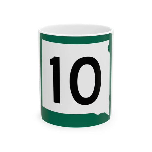 SD 10 (South Dakota) (Road Sign) White Coffee Mug 11oz - Go Mug Yourself