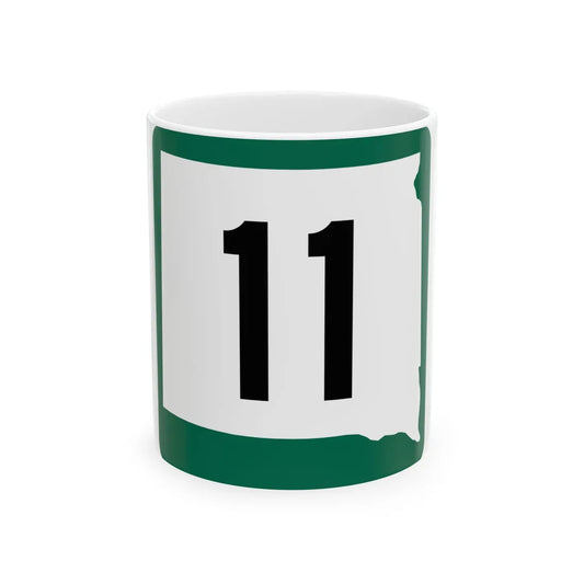 SD 11 (South Dakota) (Road Sign) White Coffee Mug 11oz - Go Mug Yourself