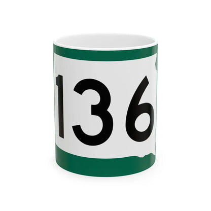 SD 136 (South Dakota) (Road Sign) White Coffee Mug 11oz - Go Mug Yourself