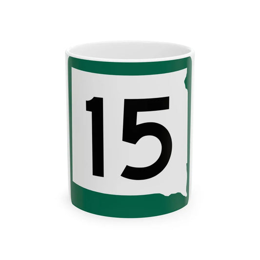 SD 15 (South Dakota) (Road Sign) White Coffee Mug 11oz - Go Mug Yourself