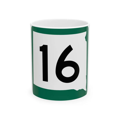 SD 16 (South Dakota) (Road Sign) White Coffee Mug 11oz - Go Mug Yourself