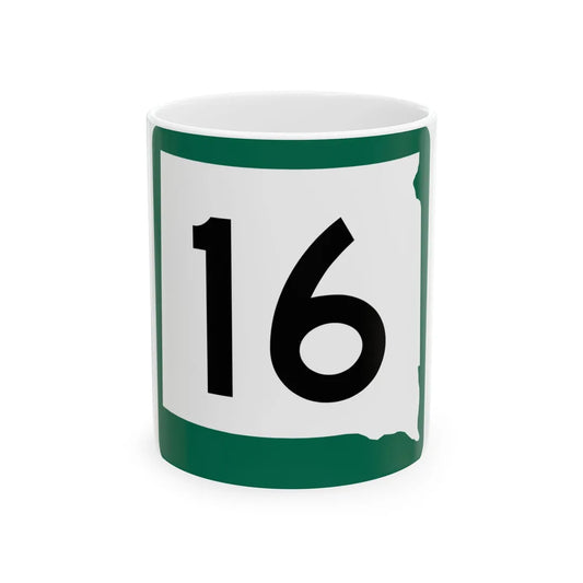 SD 16 (South Dakota) (Road Sign) White Coffee Mug 11oz - Go Mug Yourself