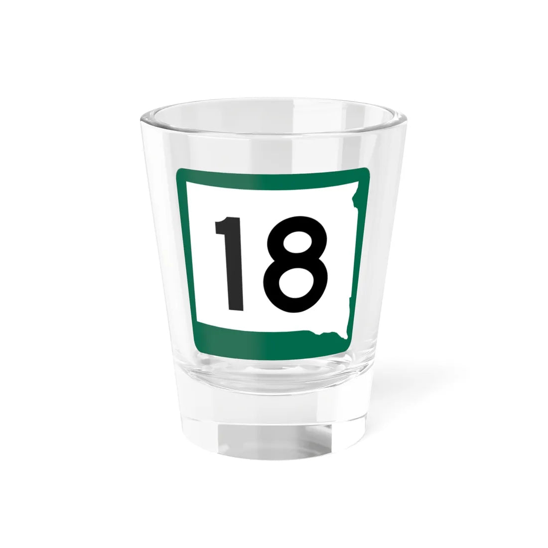 SD 18 (South Dakota) (Road Sign) Shot Glass 1.5oz 1.5oz - Go Mug Yourself
