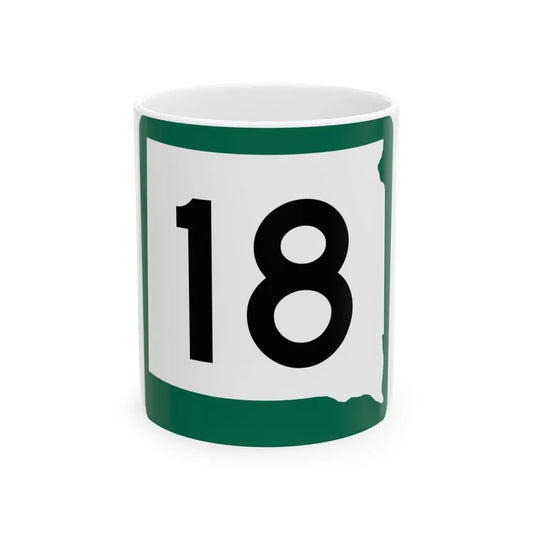 SD 18 (South Dakota) (Road Sign) White Coffee Mug 11oz - Go Mug Yourself