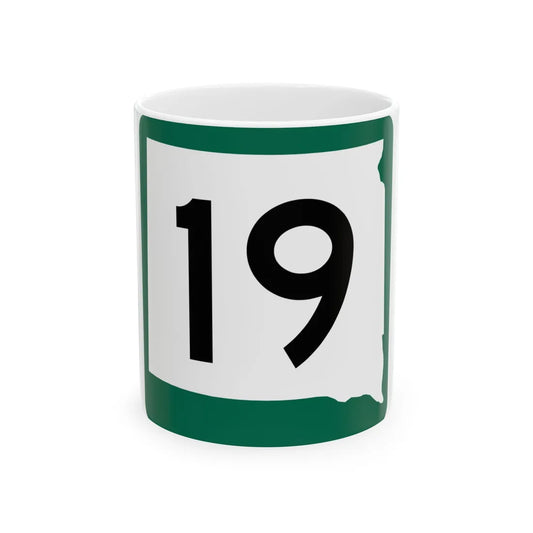 SD 19 (South Dakota) (Road Sign) White Coffee Mug 11oz - Go Mug Yourself