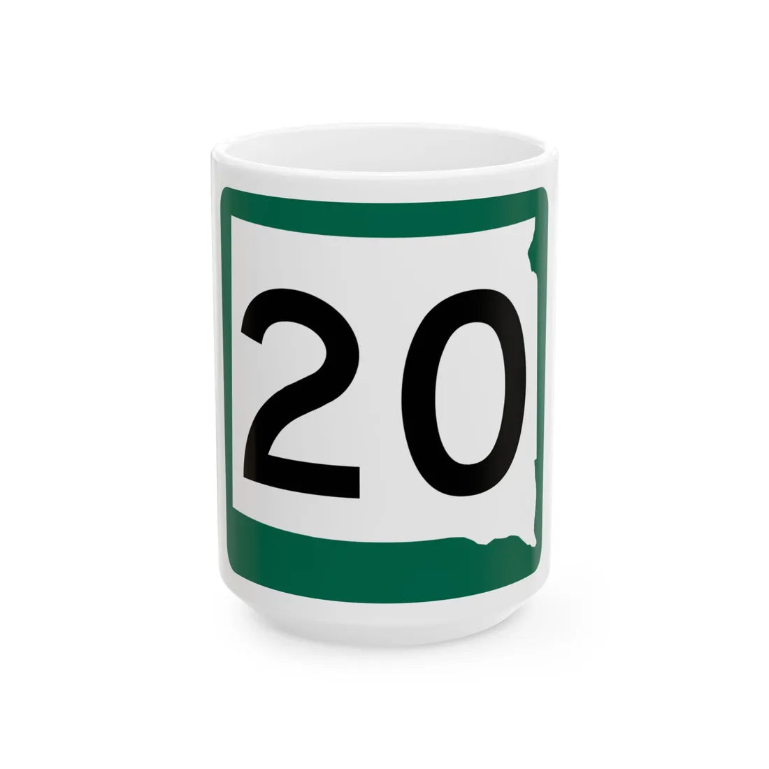 SD 20 (South Dakota) (Road Sign) White Coffee Mug 15oz - Go Mug Yourself