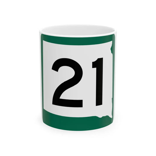 SD 21 (South Dakota) (Road Sign) White Coffee Mug 11oz - Go Mug Yourself