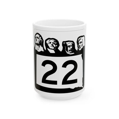 SD 22 1960 (South Dakota) (Road Sign) White Coffee Mug 15oz - Go Mug Yourself