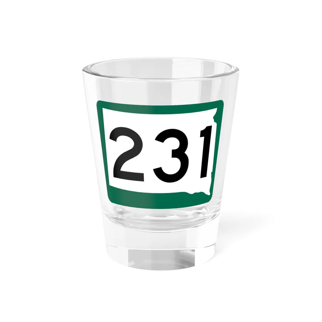 SD 231 (South Dakota) (Road Sign) Shot Glass 1.5oz 1.5oz - Go Mug Yourself