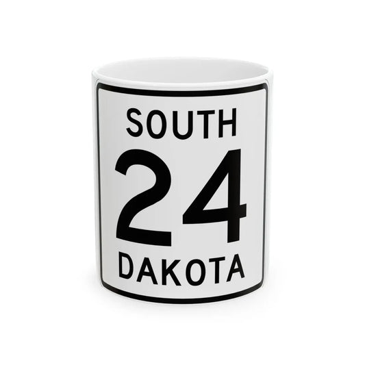 SD 24 1950 (South Dakota) (Road Sign) White Coffee Mug 11oz - Go Mug Yourself